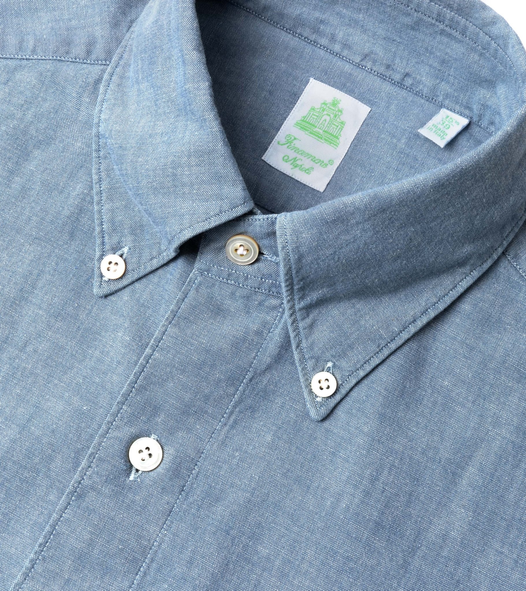 Finamore Gaeta Classic Cotton Leonardo Button Down Sport Shirt: Chambray - Trunk Clothiers